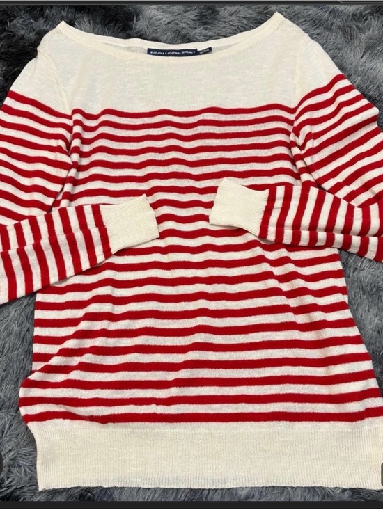 Lauren Ralph Lauren Sweaters - Lauren Ralph Lauren Red and White Striped Boatneck Sweater